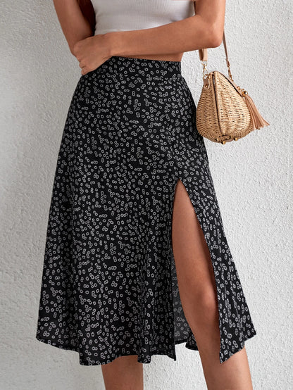 Breezaya Ditsy Floral Print Split Thigh Skirt Vacation Beach Outfits Women