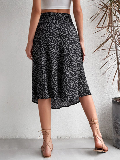 Breezaya Ditsy Floral Print Split Thigh Skirt Vacation Beach Outfits Women