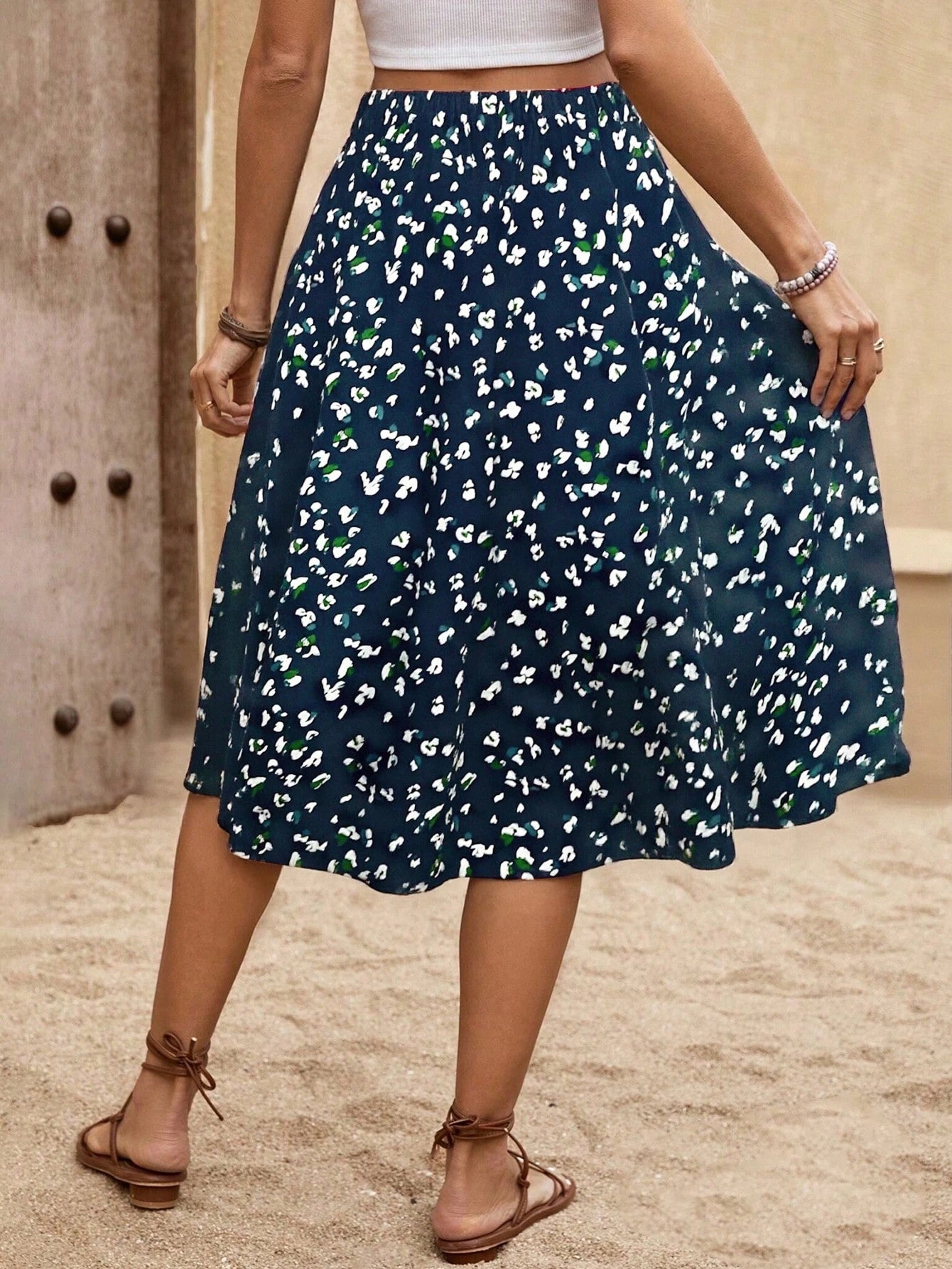 Breezaya Women's Full Printed Skirt With Pockets Fall Cloth For Women