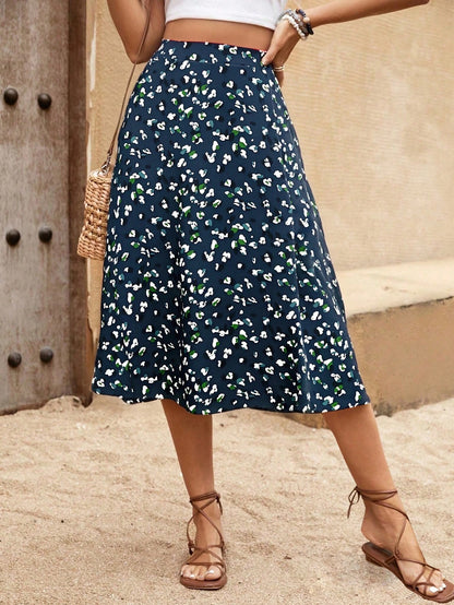 Breezaya Women's Full Printed Skirt With Pockets Fall Cloth For Women