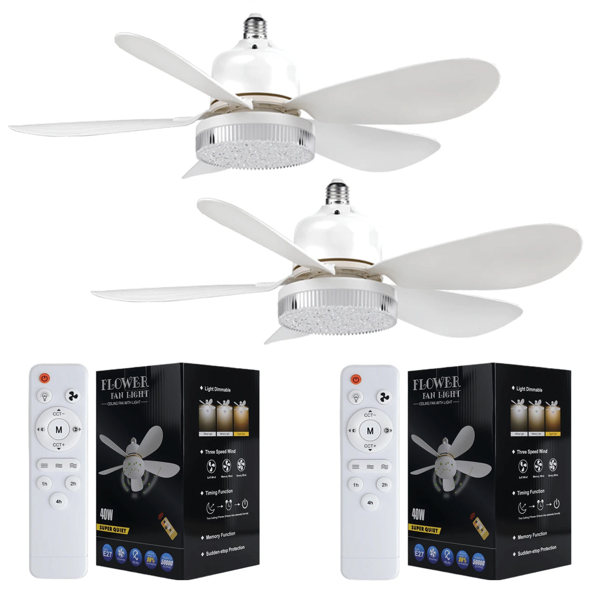 Breeze Socket Fan Light With Remote, Portable Small Ceiling Fans With Lights Dimmable For Bedroom, Kitchen, Living Room, 20.5" Ceiling Fan With 3000K-6500K/40W, Screws Into E26/E27