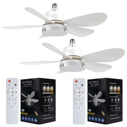 Breeze Socket Fan Light With Remote, Portable Small Ceiling Fans With Lights Dimmable For Bedroom, Kitchen, Living Room, 20.5" Ceiling Fan With 3000K-6500K/40W, Screws Into E26/E27