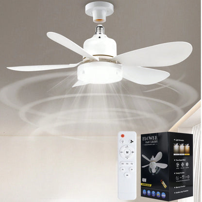 Breeze Socket Fan Light With Remote, Portable Small Ceiling Fans With Lights Dimmable For Bedroom, Kitchen, Living Room, 20.5" Ceiling Fan With 3000K-6500K/40W, Screws Into E26/E27