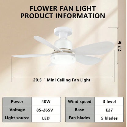 Breeze Socket Fan Light With Remote, Portable Small Ceiling Fans With Lights Dimmable For Bedroom, Kitchen, Living Room, 20.5" Ceiling Fan With 3000K-6500K/40W, Screws Into E26/E27