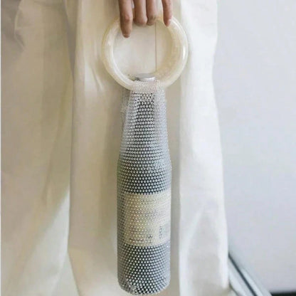 Brilliant Rhinestone Wine Bag With Stable Handle And Mesh Design- Elegant Wedding Gifts, Ball Accessories/Portable Wine Storage Bag- Reusable Wine Bag For Special Occasions