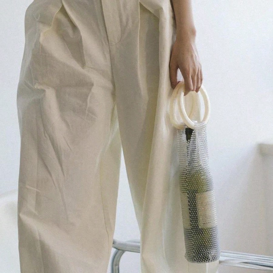 Brilliant Rhinestone Wine Bag With Stable Handle And Mesh Design- Elegant Wedding Gifts, Ball Accessories/Portable Wine Storage Bag- Reusable Wine Bag For Special Occasions