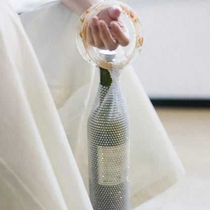 Brilliant Rhinestone Wine Bag With Stable Handle And Mesh Design- Elegant Wedding Gifts, Ball Accessories/Portable Wine Storage Bag- Reusable Wine Bag For Special Occasions