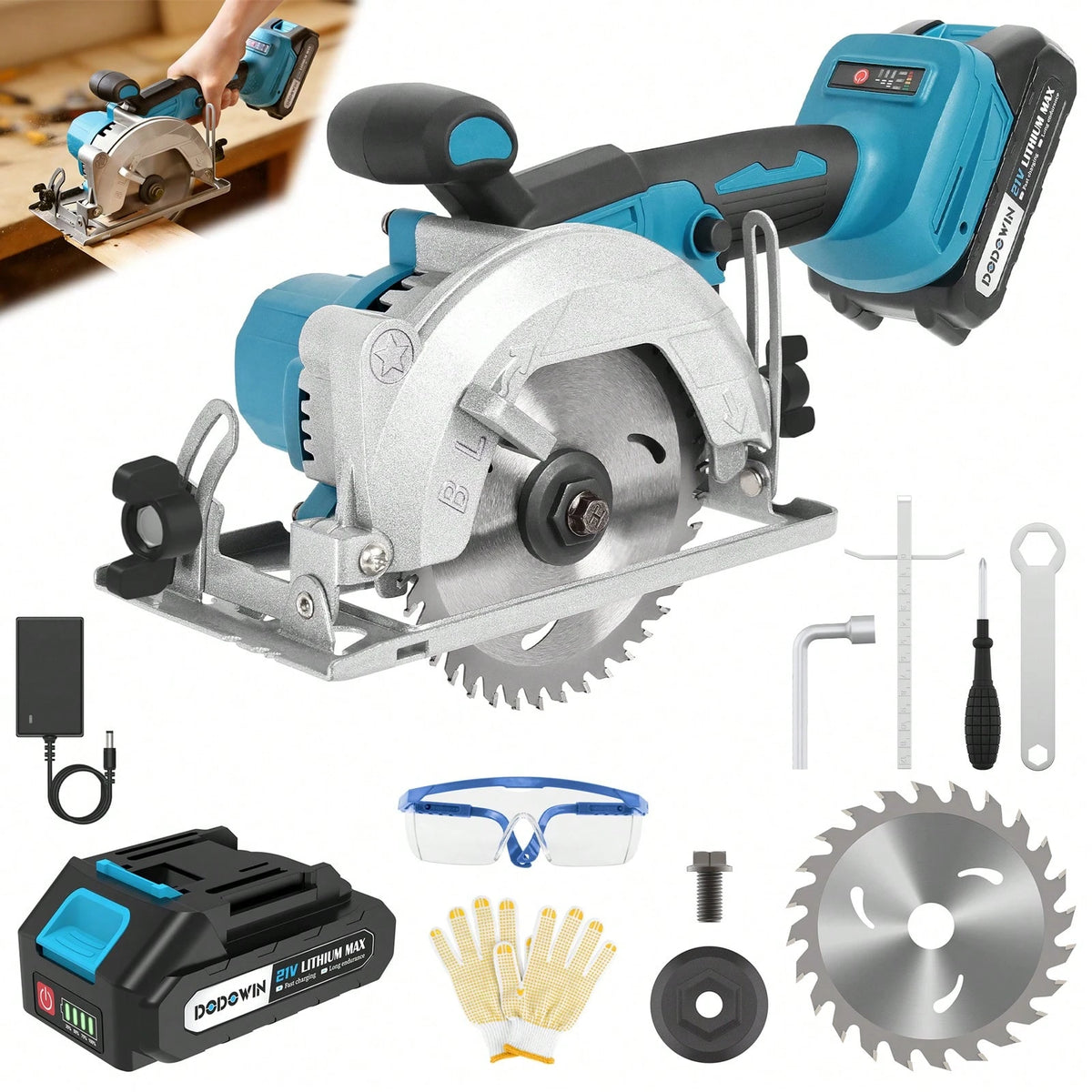 Brushless Circular Saw Kit- 21V Dual Smart Batteries And Battery Charger, Comes With Saw Blades, Two Adjustable 45° Cutting Depths, Up To 6900 RPM- Ideal For Woodworking And Garden Projects.Christma