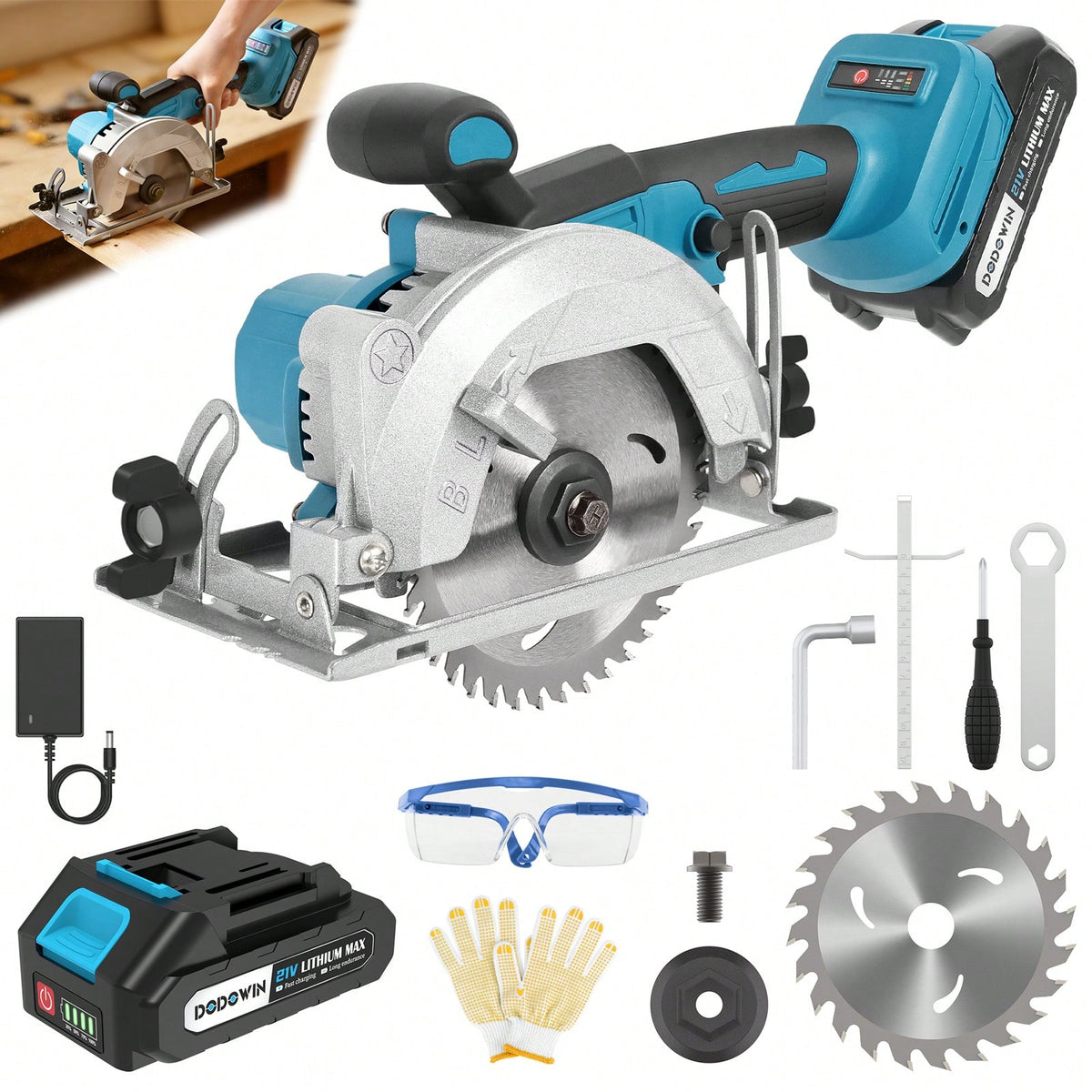 Brushless Circular Saw Kit- 21V Dual Smart Batteries And Battery Charger, Comes With Saw Blades, Two Adjustable 45° Cutting Depths, Up To 6900 RPM- Ideal For Woodworking And Garden Projects.Christma