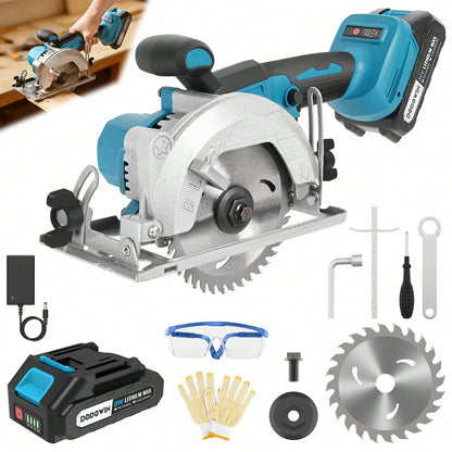 Brushless Circular Saw Kit- 21V Dual Smart Batteries And Battery Charger, Comes With Saw Blades, Two Adjustable 45° Cutting Depths, Up To 6900 RPM- Ideal For Woodworking And Garden Projects.Christma