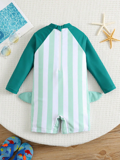 Bubblio Unisex Baby/Toddler Cute Sea Turtle Print Long Sleeve Rash Guard Swimsuit, Suitable For Beach, Resort, Swimming Pool