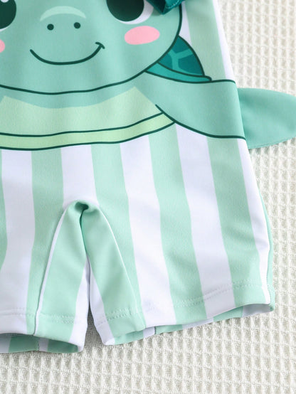 Bubblio Unisex Baby/Toddler Cute Sea Turtle Print Long Sleeve Rash Guard Swimsuit, Suitable For Beach, Resort, Swimming Pool