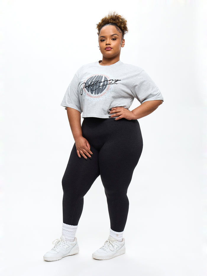 Build Crop Tee - Heather Grey