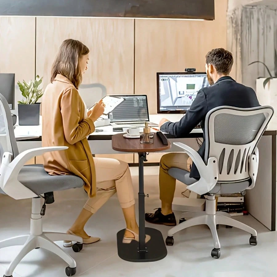 C-Shaped Side Table (Height-Adjustable + Flip-Top)