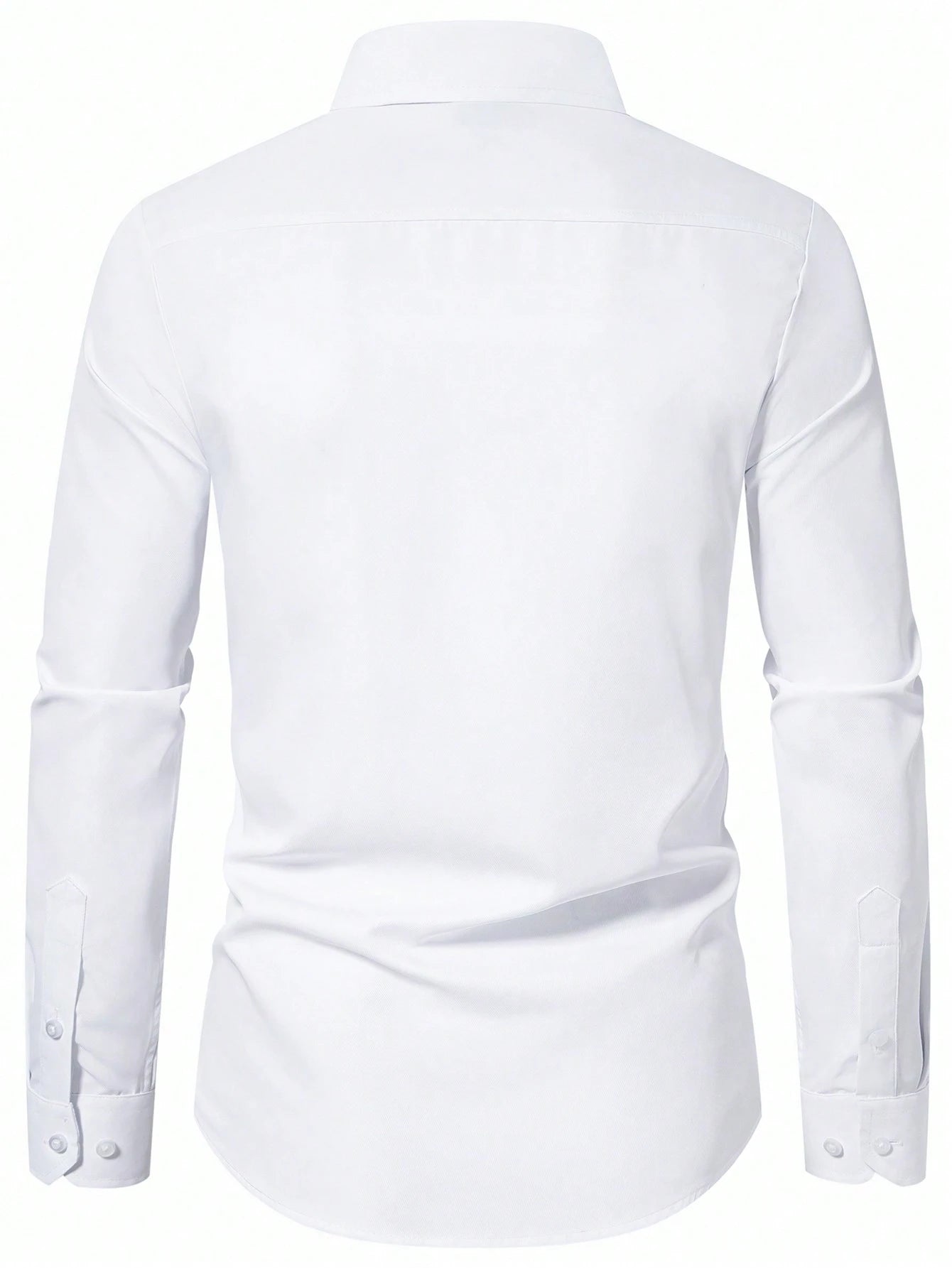 Calvornis Men's Solid Color Plain Button Open Long Sleeve Formal Shirt, For Husband, Work, Fall, Old Money Style, Ceremony