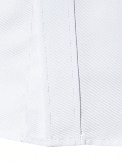 Calvornis Men's Solid Color Plain Button Open Long Sleeve Formal Shirt, For Husband, Work, Fall, Old Money Style, Ceremony