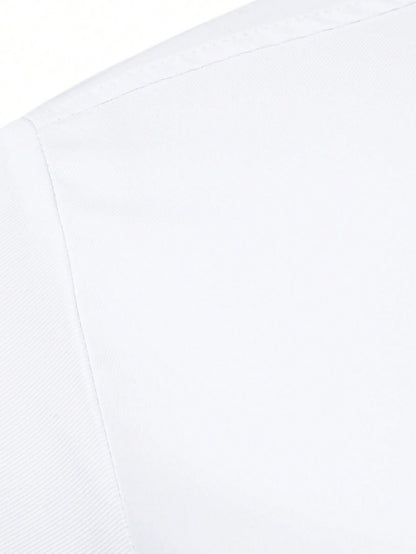Calvornis Men's Solid Color Plain Button Open Long Sleeve Formal Shirt, For Husband, Work, Fall, Old Money Style, Ceremony