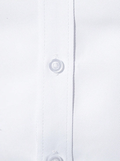 Calvornis Men's Solid Color Plain Button Open Long Sleeve Formal Shirt, For Husband, Work, Fall, Old Money Style, Ceremony