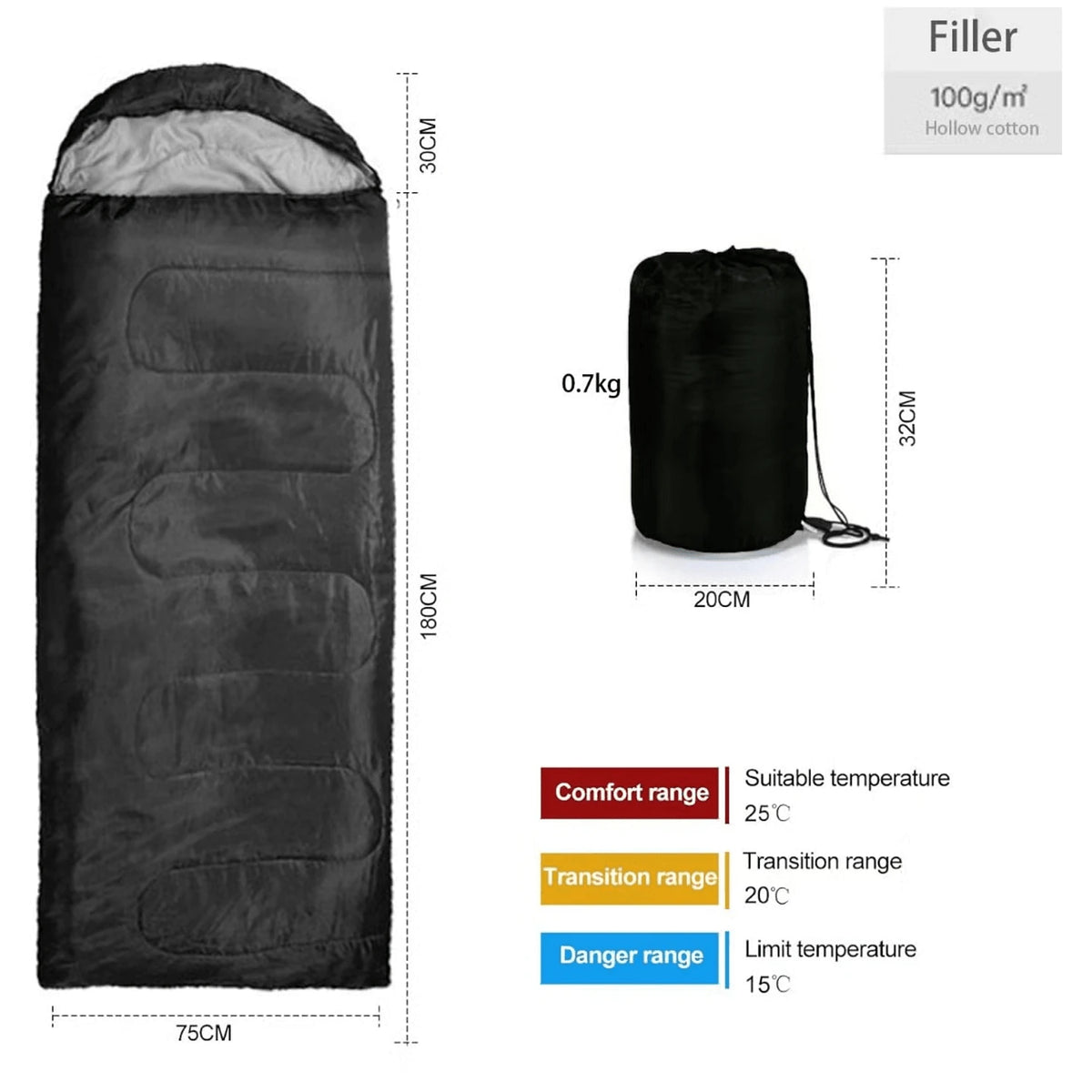 Camping Sleeping Bag For Adults, Water Resistant Backpacking Camping Bag For Warm Cold Weather, Portable Waterproof Windproof Camping Bag With Compression Bag For Camping Hiking Traveling Indoor & Ou
