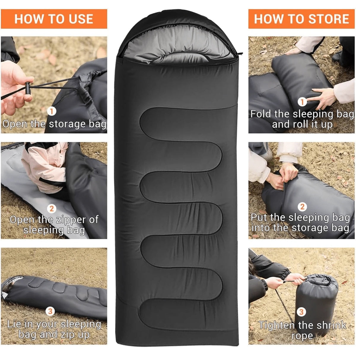 Camping Sleeping Bag For Adults, Water Resistant Backpacking Camping Bag For Warm Cold Weather, Portable Waterproof Windproof Camping Bag With Compression Bag For Camping Hiking Traveling Indoor & Ou