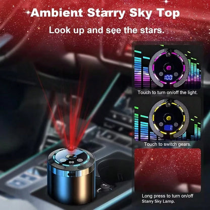 [Car Accessories]Smart Car Aroma Diffuser With Dynamic Light Show And Starry Top Mode, Natural French Fragrance Essential Oils/Perfume, Adjustable Scent Intensity, Essential Oil Diffuser, Long-Lasting