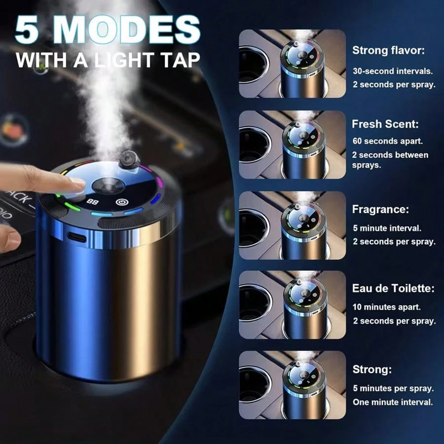 [Car Accessories]Smart Car Aroma Diffuser With Dynamic Light Show And Starry Top Mode, Natural French Fragrance Essential Oils/Perfume, Adjustable Scent Intensity, Essential Oil Diffuser, Long-Lasting