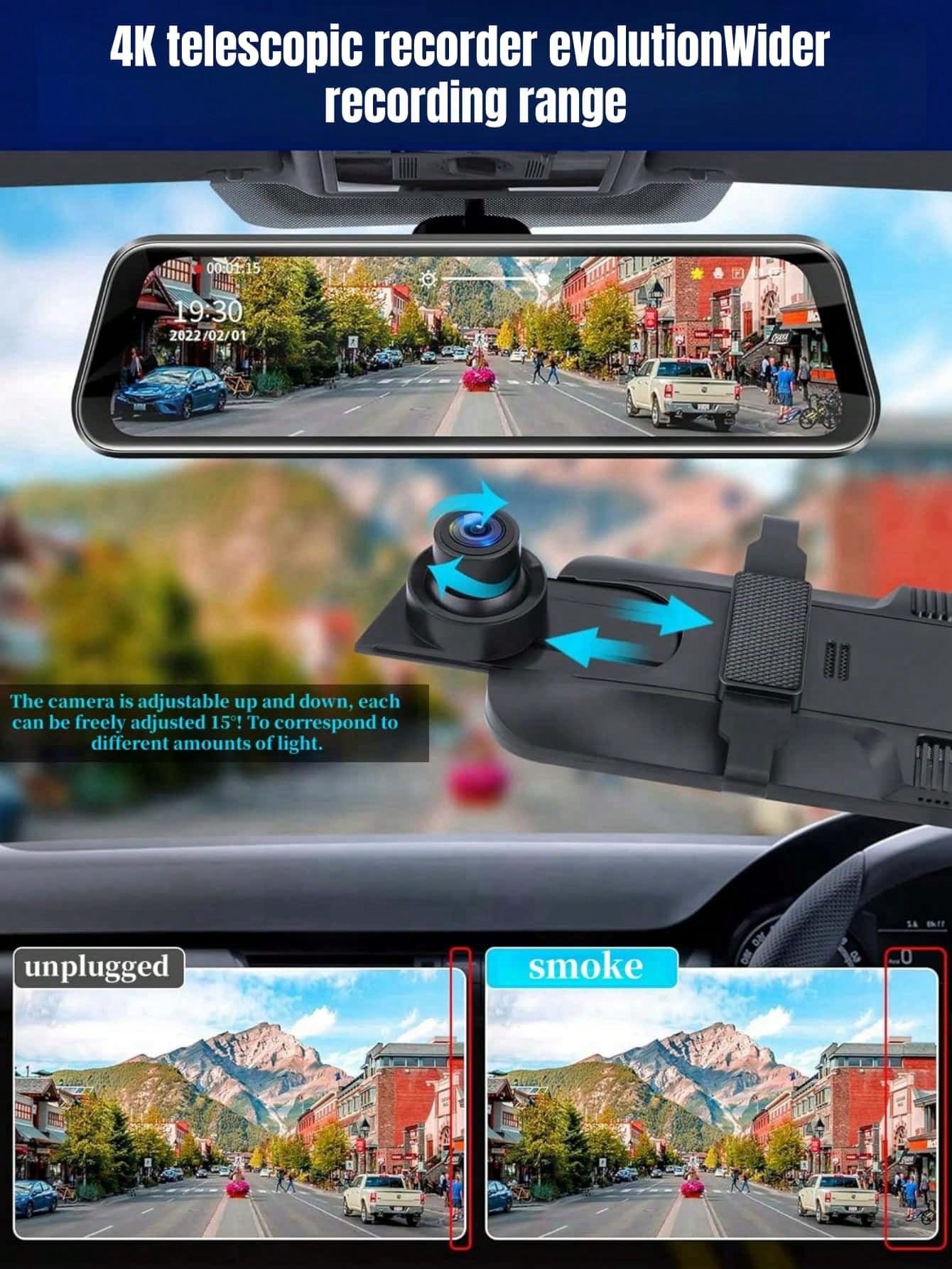 Car Camera, 4K Rear View Mirror Camera With 32G TF Card, 9.66 Inch Mirror Dash Cam Front And Rear, 2.5K IPS Touch Screen Loop Recording/G-Sensor/ 24H Parking Monitor/ 150°+ 120° Wide Angel/Night Visio