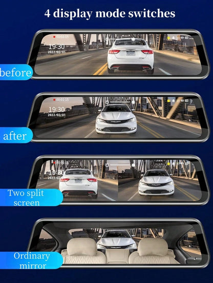 Car Camera, 4K Rear View Mirror Camera With 32G TF Card, 9.66 Inch Mirror Dash Cam Front And Rear, 2.5K IPS Touch Screen Loop Recording/G-Sensor/ 24H Parking Monitor/ 150°+ 120° Wide Angel/Night Visio