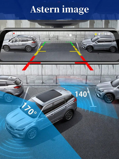 Car Camera, 4K Rear View Mirror Camera With 32G TF Card, 9.66 Inch Mirror Dash Cam Front And Rear, 2.5K IPS Touch Screen Loop Recording/G-Sensor/ 24H Parking Monitor/ 150°+ 120° Wide Angel/Night Visio