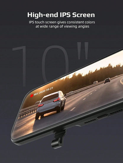 Car Camera, 4K Rear View Mirror Camera With 32G TF Card, 9.66 Inch Mirror Dash Cam Front And Rear, 2.5K IPS Touch Screen Loop Recording/G-Sensor/ 24H Parking Monitor/ 150°+ 120° Wide Angel/Night Visio