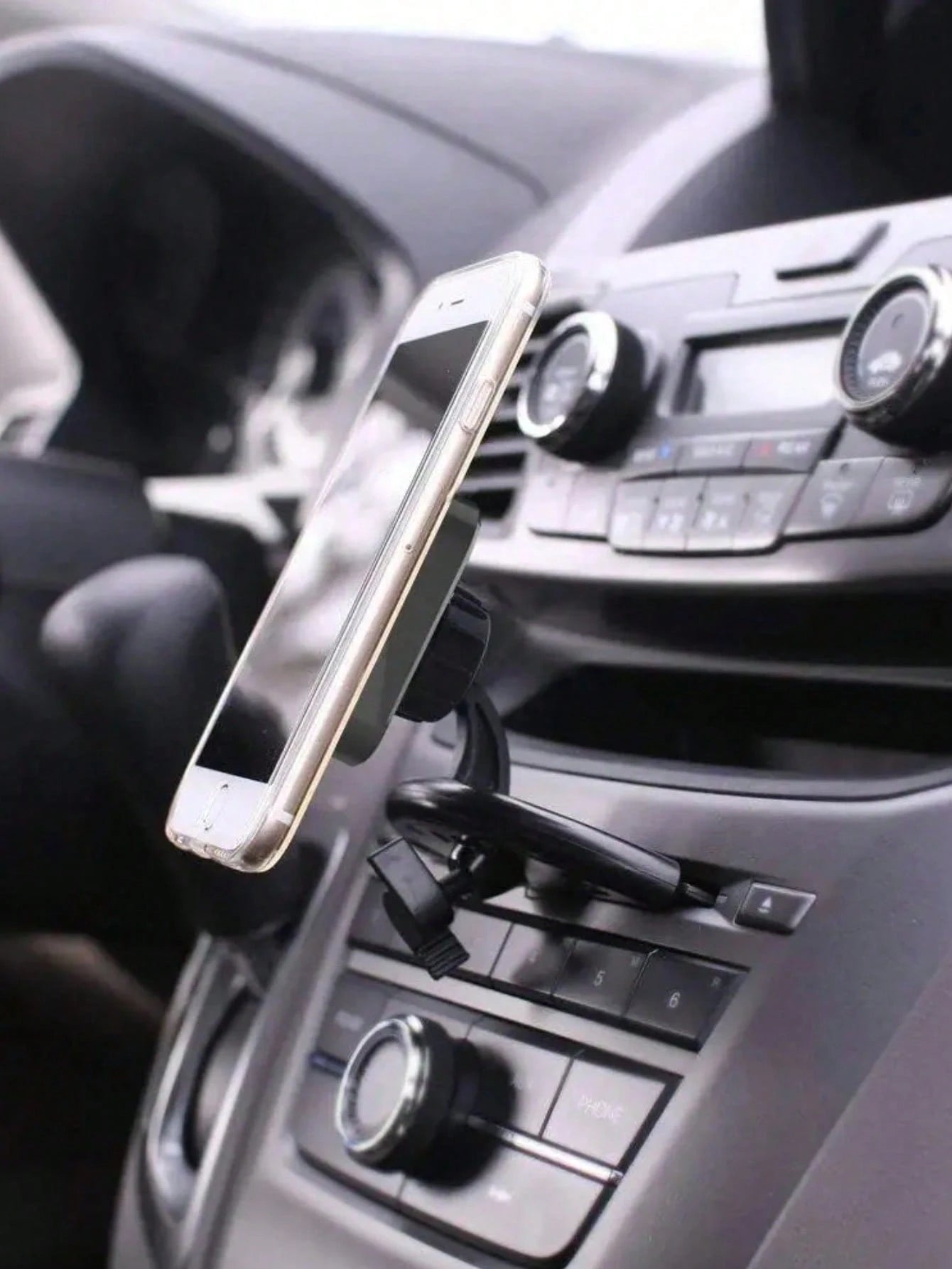 Car CD Slot Phone Holder- Universal Magnetic Base With 17mm Ball Joint, 360° Rotation, Strong Suction Cup, Non-Slip, Suitable For All Car Phone Holders, Easy To Install In CD Media Slot, Applicable F