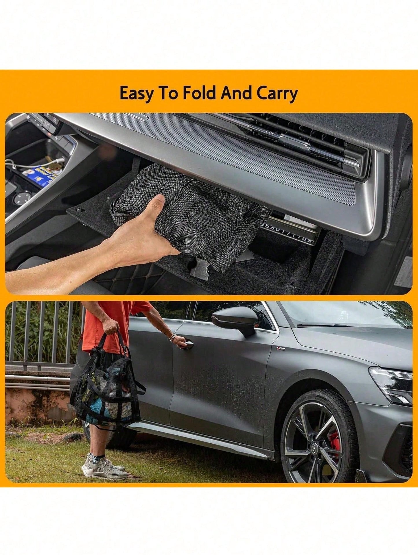 Car Ceiling Cargo Net Pocket, Double-Layer Mesh Roof Organizer, Roof Storage Net, Travel/Trip/Camping Essential Accessories, Universal For Most Cars, Trucks, SUVs (Black)
