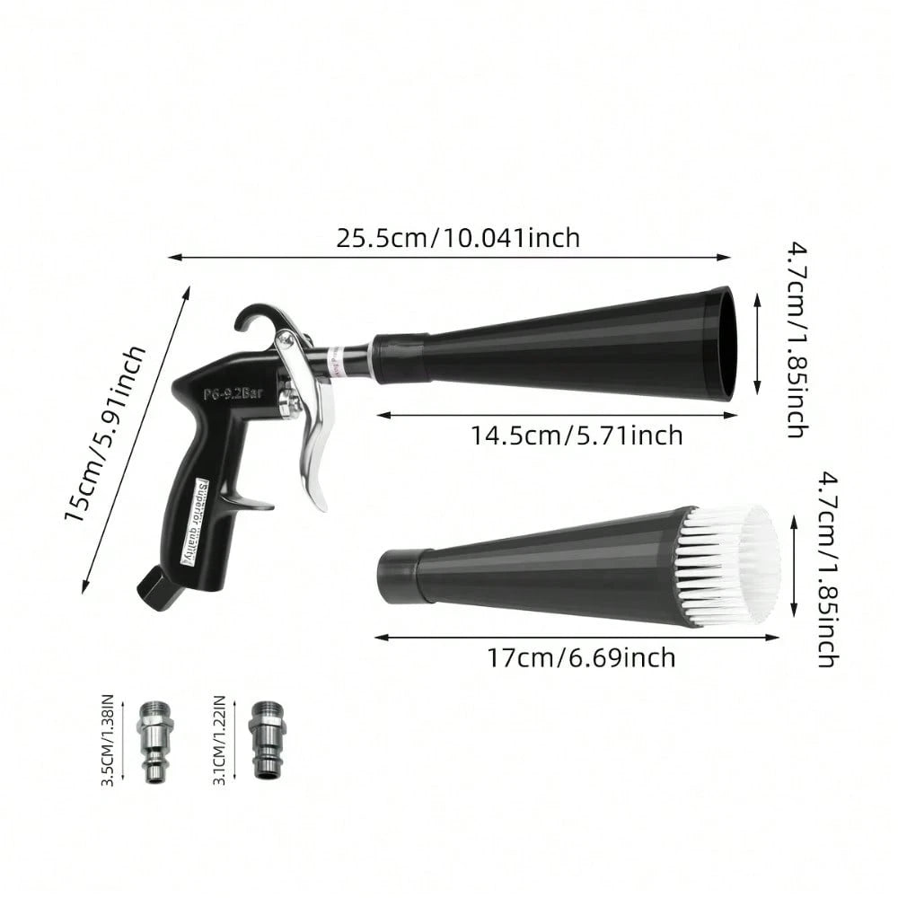 Car Cleaning Gun Interior Detail Blower With 3 EU US JP Interface Adapters Portable Dust Blower For AI Assisted Car Detailing Cordless No Battery Needed