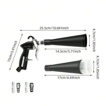 Car Cleaning Gun Interior Detail Blower With 3 EU US JP Interface Adapters Portable Dust Blower For AI Assisted Car Detailing Cordless No Battery Needed