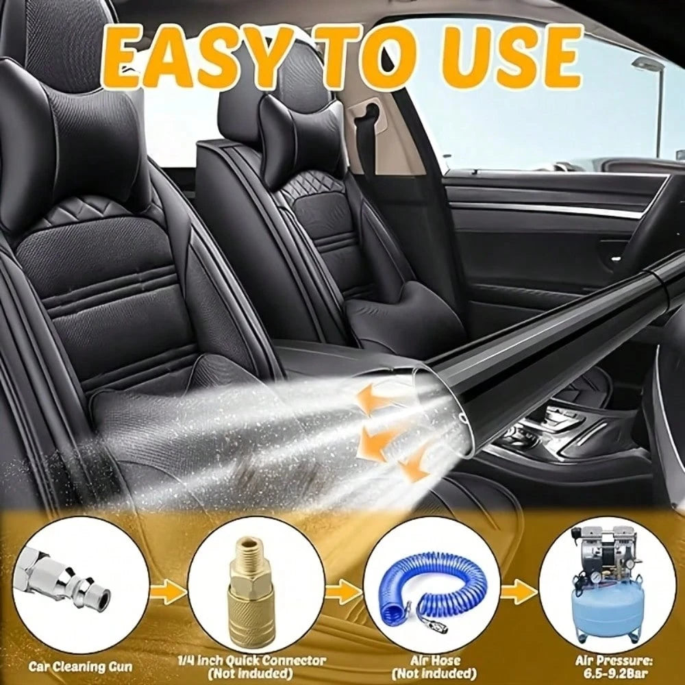 Car Cleaning Gun Interior Detail Blower With 3 EU US JP Interface Adapters Portable Dust Blower For AI Assisted Car Detailing Cordless No Battery Needed