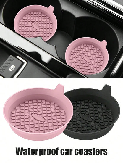 Car Coaster, Silicone Car Coaster/Coaster- Universal Anti Slip Recessed Car Interior Accessories- Car Cup Holder Insert Coaster