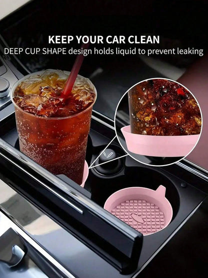 Car Coaster, Silicone Car Coaster/Coaster- Universal Anti Slip Recessed Car Interior Accessories- Car Cup Holder Insert Coaster