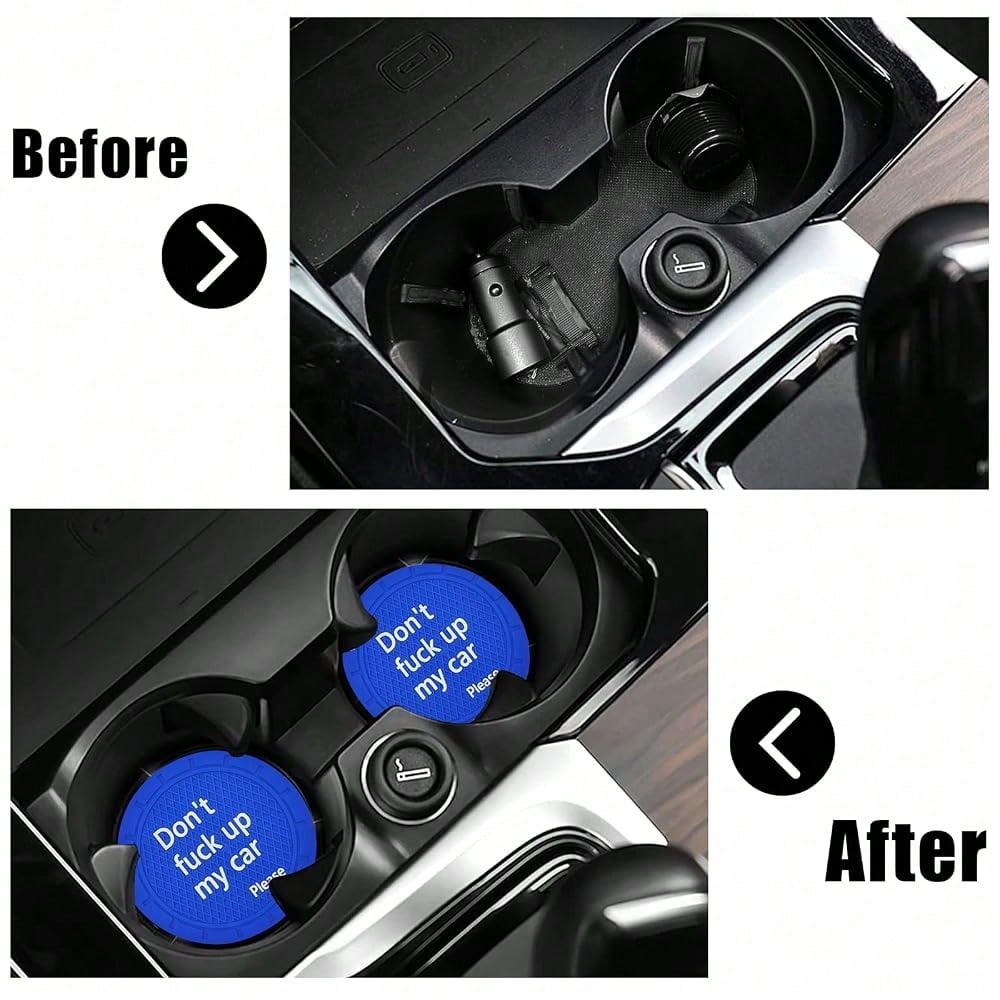 Car Cup Holder Coaster, Car Non-Slip Cup Holder Embedded Decorative Funny Coaster- Don't Up My Car Please, Suitable For Most Car