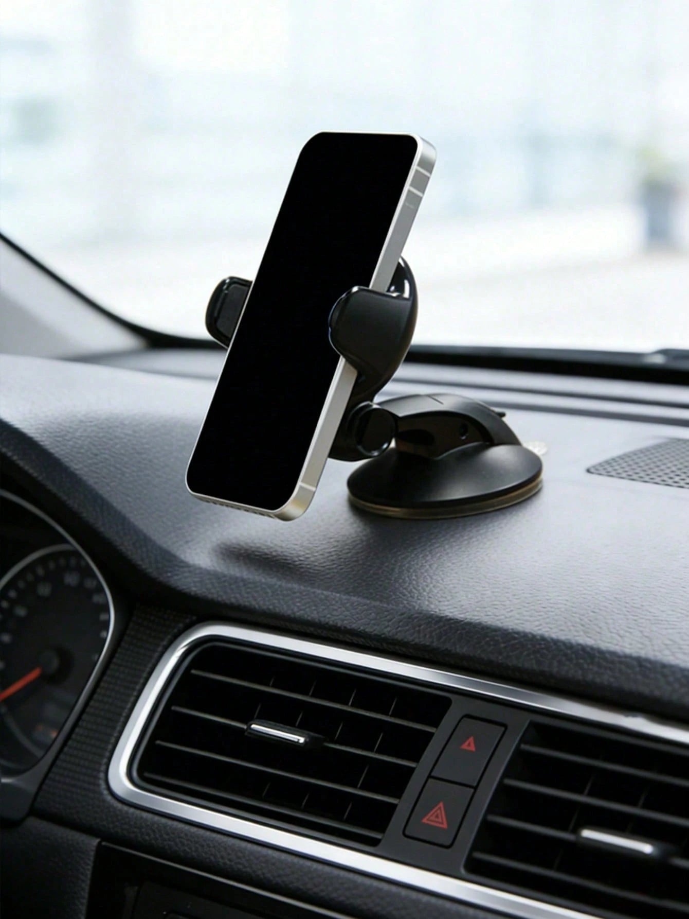 Car Dashboard Phone Holder- Universal Suction Cup With Gel Pad, 360 Degree Rotation, One-Click Locking Arm, Strong Stable Support, Reusable And Washable, Fits All Phones, Suitable For GPS Navigation