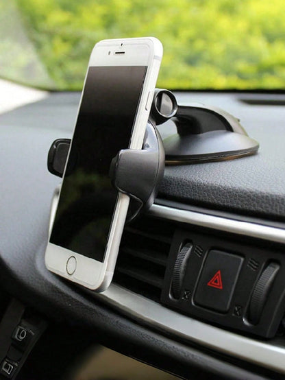 Car Dashboard Phone Holder- Universal Suction Cup With Gel Pad, 360 Degree Rotation, One-Click Locking Arm, Strong Stable Support, Reusable And Washable, Fits All Phones, Suitable For GPS Navigation