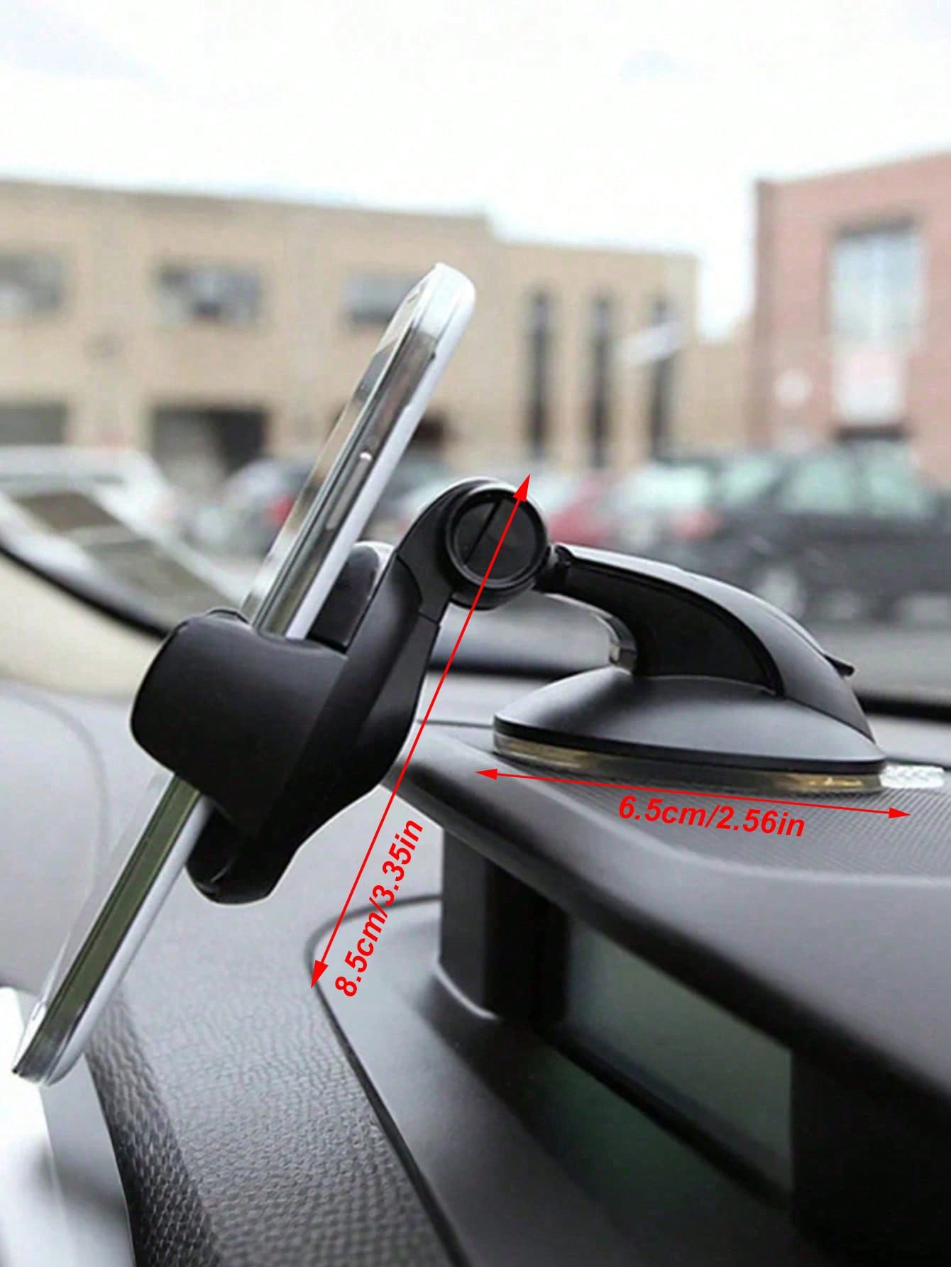 Car Dashboard Phone Holder- Universal Suction Cup With Gel Pad, 360 Degree Rotation, One-Click Locking Arm, Strong Stable Support, Reusable And Washable, Fits All Phones, Suitable For GPS Navigation