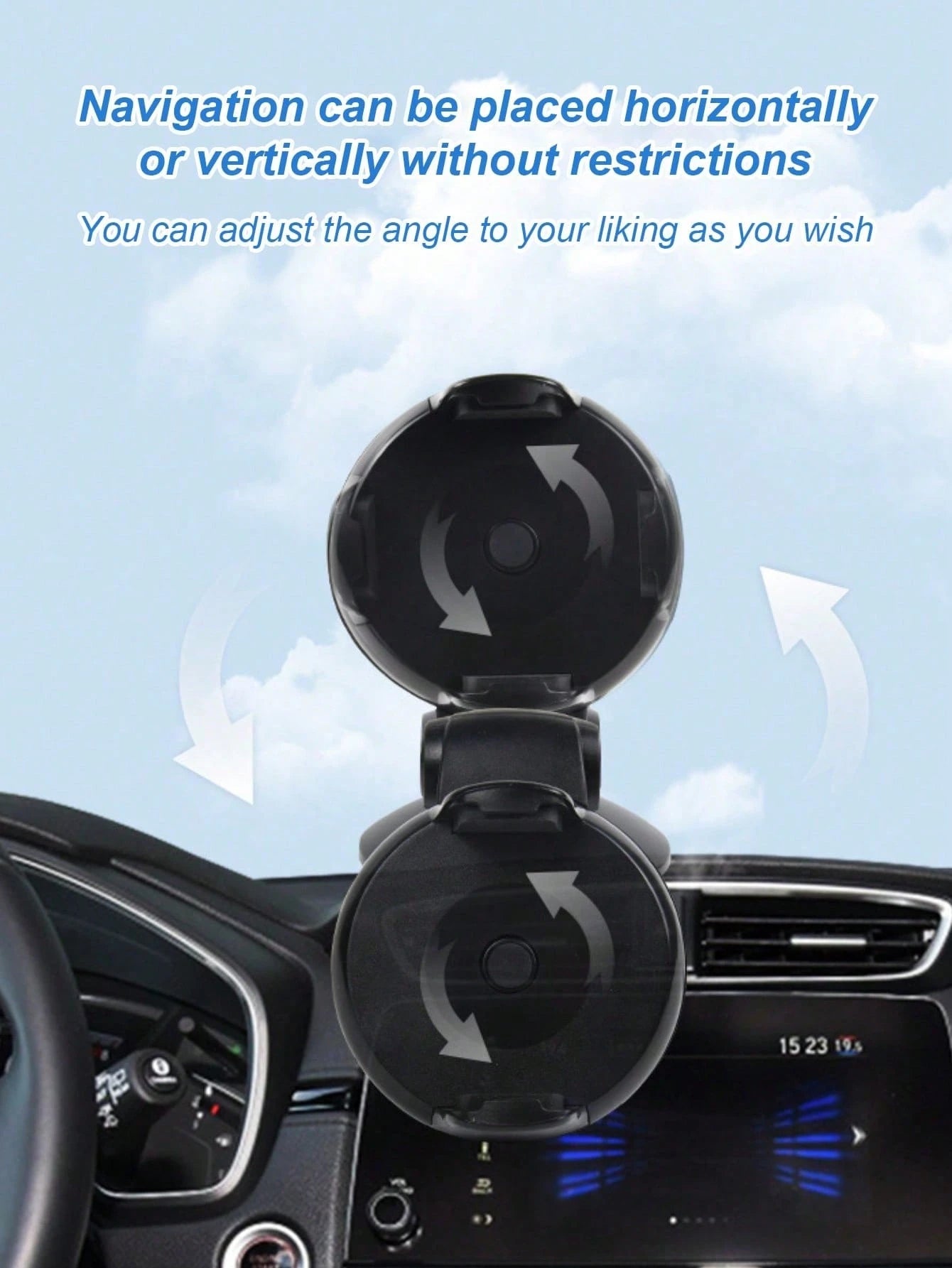Car Dashboard Phone Holder- Universal Suction Cup With Gel Pad, 360 Degree Rotation, One-Click Locking Arm, Strong Stable Support, Reusable And Washable, Fits All Phones, Suitable For GPS Navigation