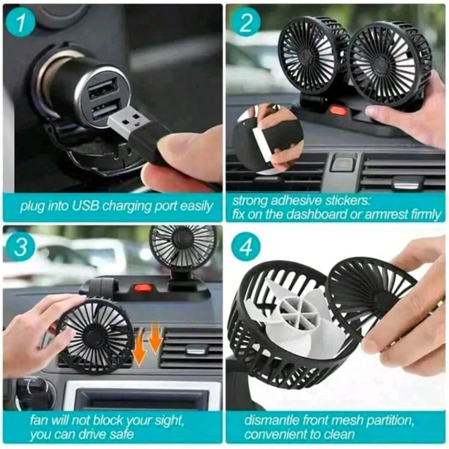 Car Fan, 360 Degree Rotatable Vehicle Electric Fan With Adjustable Wind Speed, Mini Portable Fan With Holder, Including Parking Plate Holder