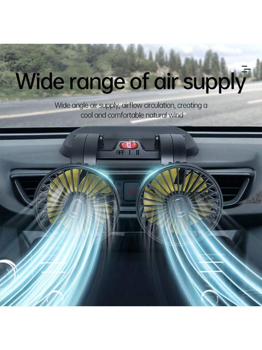 Car Fan, 360 Degree Rotatable Vehicle Electric Fan With Adjustable Wind Speed, Mini Portable Fan With Holder, Including Parking Plate Holder