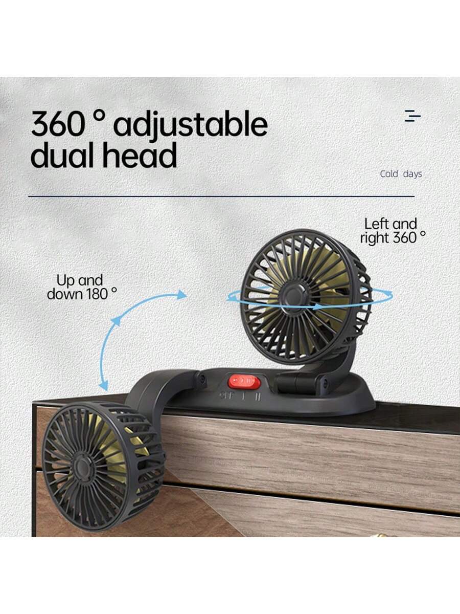 Car Fan, 360 Degree Rotatable Vehicle Electric Fan With Adjustable Wind Speed, Mini Portable Fan With Holder, Including Parking Plate Holder