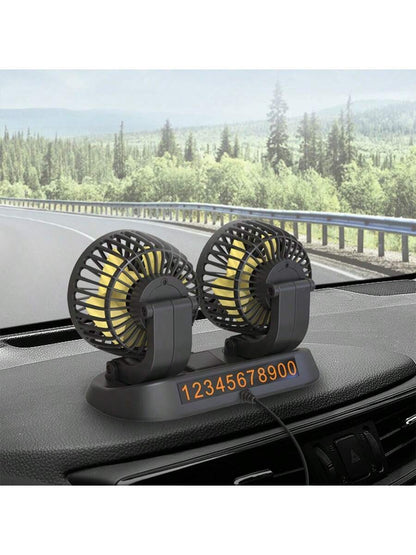 Car Fan, 360 Degree Rotatable Vehicle Electric Fan With Adjustable Wind Speed, Mini Portable Fan With Holder, Including Parking Plate Holder