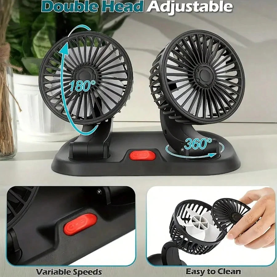 Car Fan, 360 Degree Rotatable Vehicle Electric Fan With Adjustable Wind Speed, Mini Portable Fan With Holder, Including Parking Plate Holder