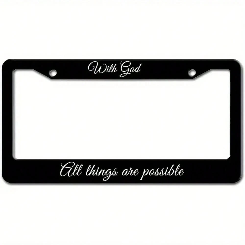 Car Frame K God Be With You License Plate Frame/Holder Metal USA Car Tag Accessories USA License Plate Cover Logo With 2 Holes 6.3x 12.2inch
