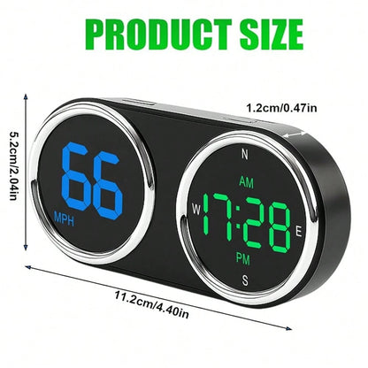Car HUD Head-Up Display Mile/Kilometer Switch- GPS Digital Head-Up Display Multi-Color Mode, Large Font LED, Real-Time Speed, Compass And Clock, Plug And Play No Battery Required, Universal For Cars