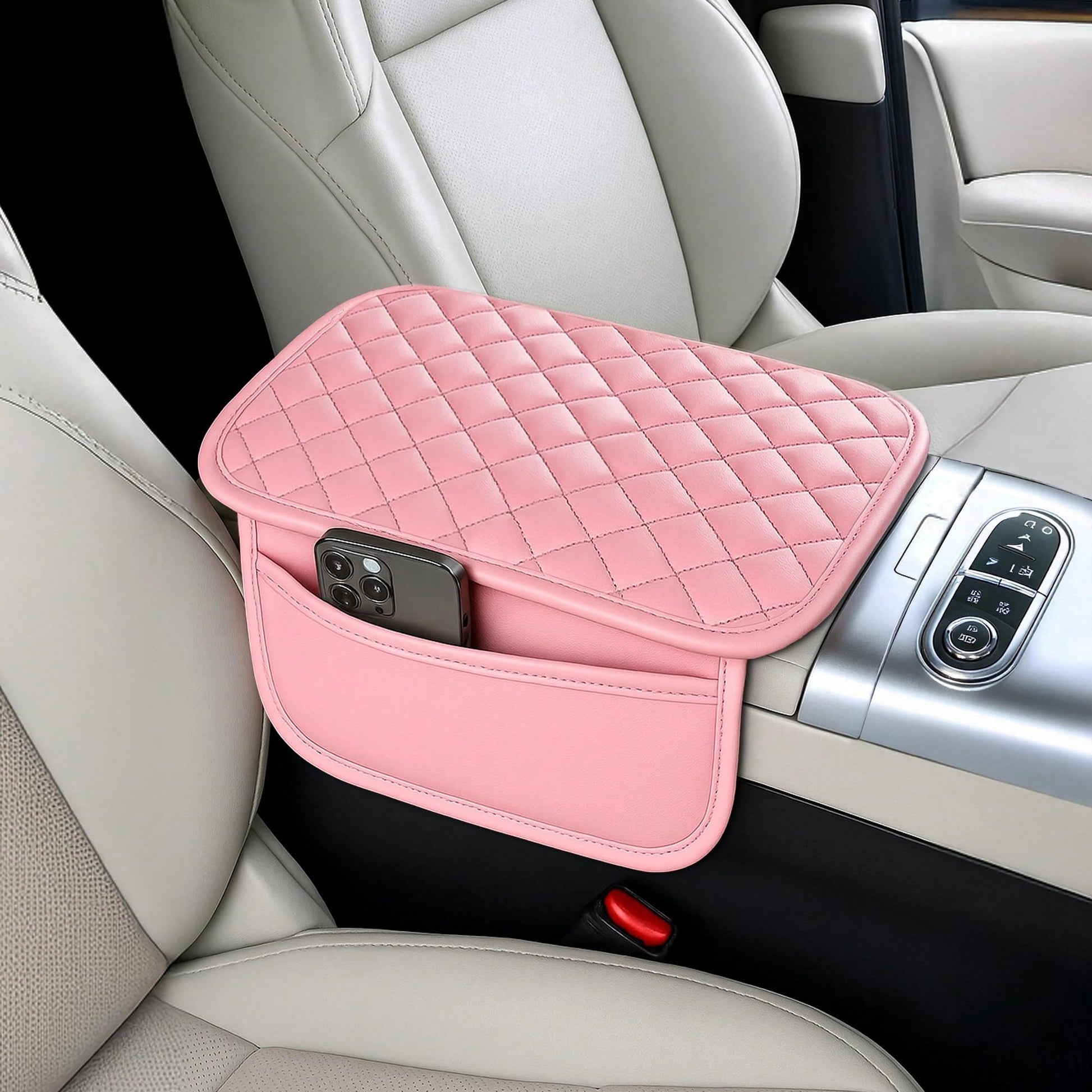Car Middle Center Console Cover With 2 Storage, Car Booster Pack,Universal Microfiber Leather Car Armrest Cover Cushion For For Most Vehicles, Memory Foam Comfort Stylish Leather Scratch-Resistant Car